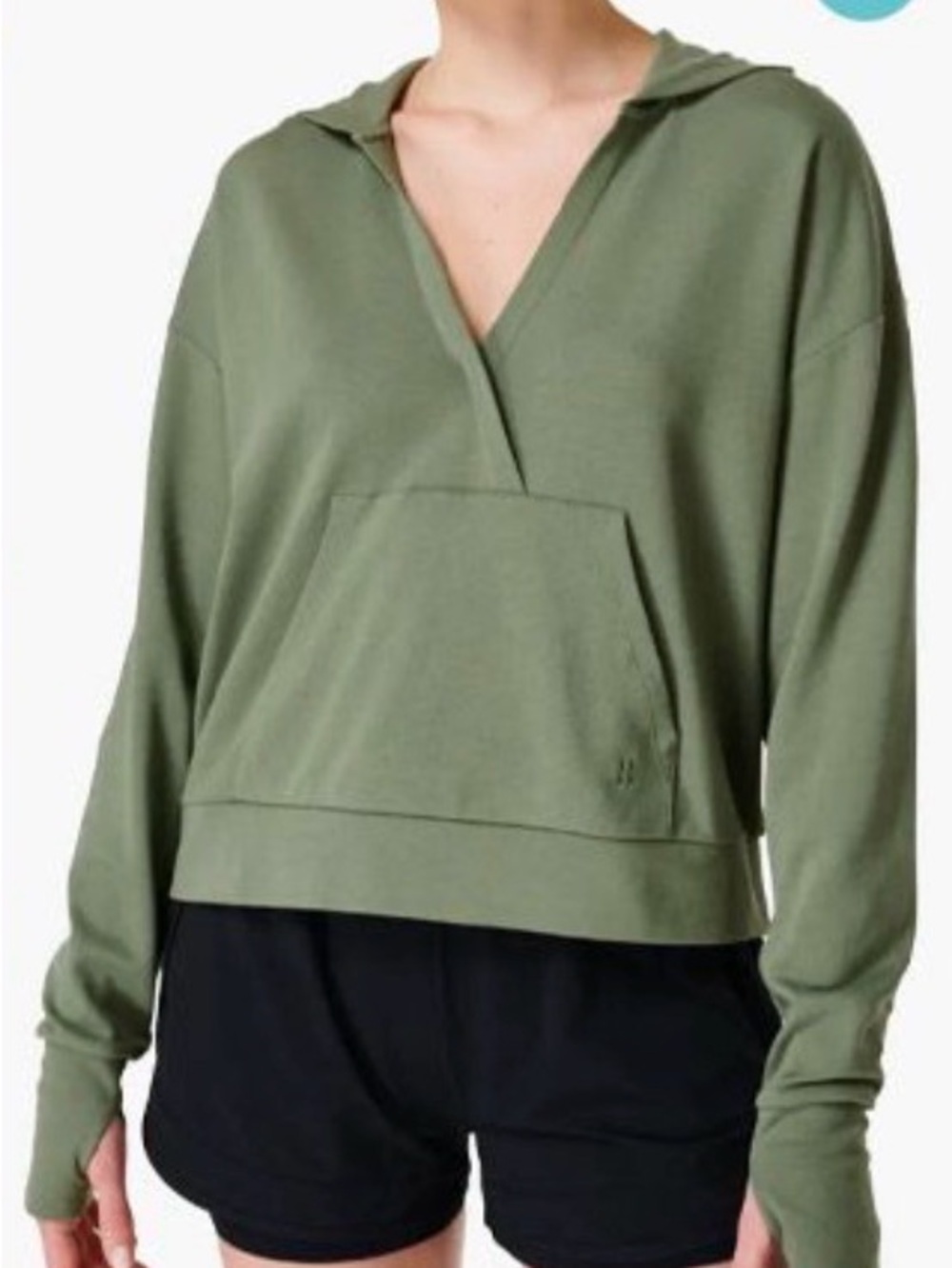 Sweaty Betty Olive Green Hooded Pullover Sweater